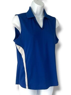 EP Pro Tour Tech Blue Sleeveless Collard Golf Polo Top Athletic Country Club